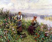 Daniel Ridgeway Knight On the Terrace at Rolleboise oil painting on canvas